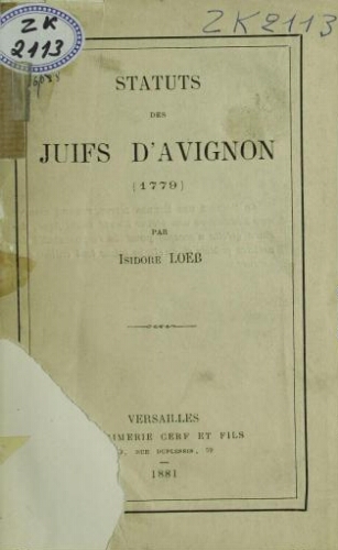 Statuts des Juifs d'Avignon (1779)